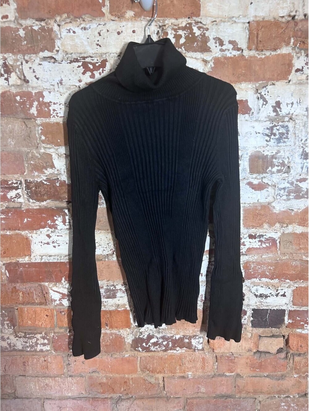 Time and Tru Womens Large 12-14 Black Ribbed Turtleneck Long Sleeve Sweater